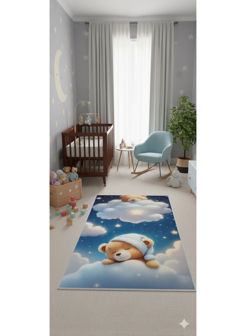 سجادة غرف أطفال مودرن بتصميم "دب النوم" ثلاثي الأبعاد - مقاس 120×180 سم - ناعمة، مانعة للانزلاق وقابلة للغسل. - Image 1